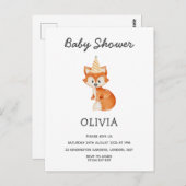 ミニマルモダンリストウッドランドキツネベビーシャワー ポストカード (正面/裏面)