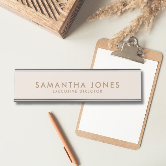 ミニマルモダンリストエクク淡い色のティブ桃パステル デスクネームプレート
