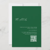 ミニマルモダンリストエメラルドグリーンQRコー結婚ド 招待状 (裏面)