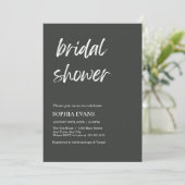 ミニマルモダンリストオニックスブラックブライダルシャワー 招待状 (スタンド正面)