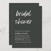 ミニマルモダンリストオニックスブラックブライダルシャワー 招待状 (正面/裏面)