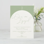 ミニマルモダンリストオリーブアーチ婚約パーティ 招待状 (スタンド正面)