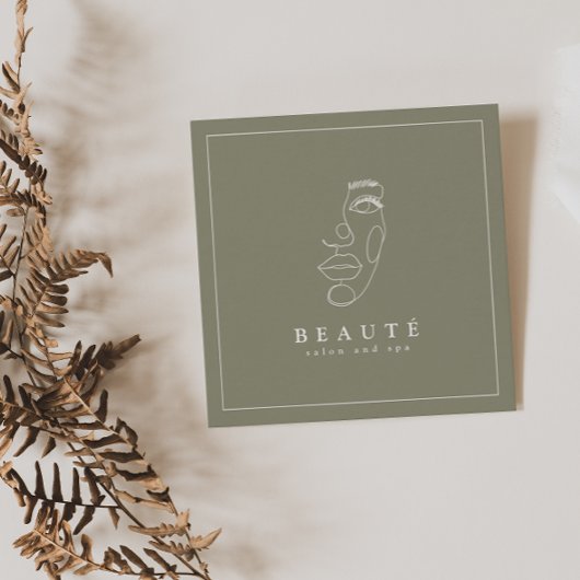 ミニマルモダンリストオリーブサロン スクエア名刺