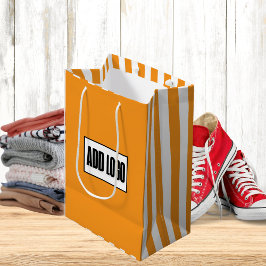 ミニマルモダンリストオレンジとホワイトビジネスロゴ ミディアムペーパーバッグ