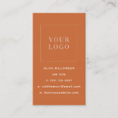 ミニマルモダンリストオレンジ縦型ロゴQRコード 名刺 (正面)