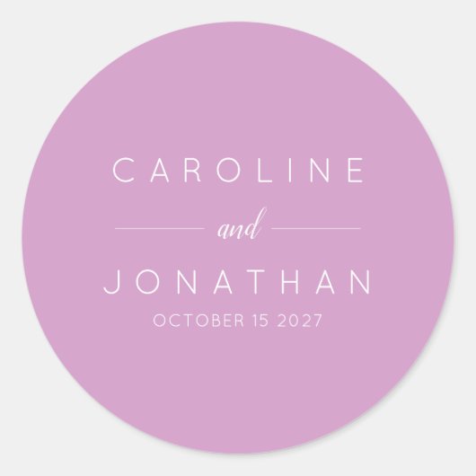 ミニマルモダンリストオーキッドカスタムウェディング ラウンドシール (正面)