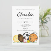 ミニマルモダンリストオールスタースポーツ誕生日パーティー 招待状 (スタンド正面)