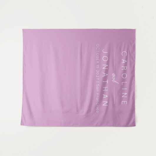 ミニマルモダンリストカスタムウェディングパープル タペストリー (正面(横))