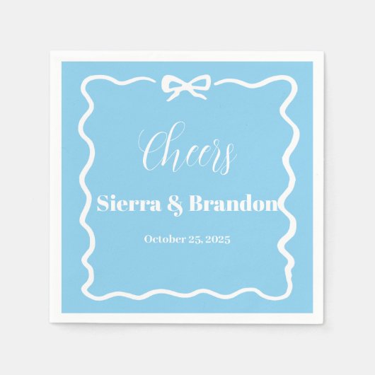 ミニマルモダンリストカスタムウェディングブルーナプキン スタンダードカクテルナプキン (正面)