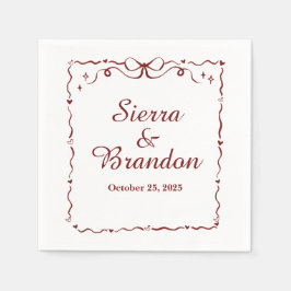 ミニマルモダンリストカスタムウェディングレッドナプキン スタンダードカクテルナプキン