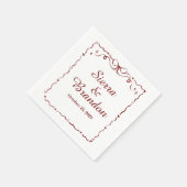 ミニマルモダンリストカスタムウェディングレッドナプキン スタンダードカクテルナプキン (角)