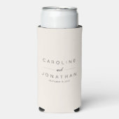 ミニマルモダンリストカスタムウェディング名アイボリー スリム缶クーラー (Seltzer正面)