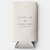 ミニマルモダンリストカスタムウェディング名アイボリー スリム缶クーラー (正面)