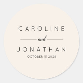 ミニマルモダンリストカスタムウェディング名アイボリー ラウンドシール