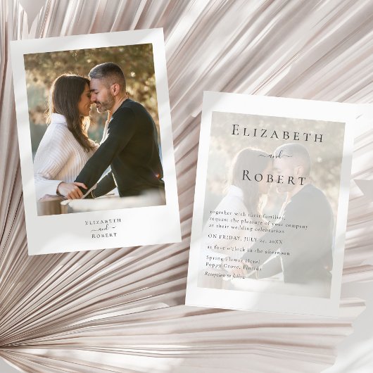 ミニマルモダンリストカップル写真結婚式招待状 招待状