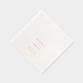 ミニマルモダンリストカップル名結婚の日付金ゴールド 箔ナプキン (右)