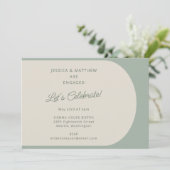ミニマルモダンリストカラーブロックセージ婚約 招待状 (スタンド正面)