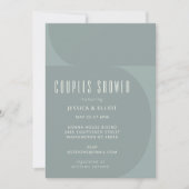 ミニマルモダンリストカラーブロックティール（緑がかった色）カップルのシャワー 招待状 (正面)