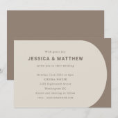 ミニマルモダンリストカラーブロックブラウンRSVP結婚の 招待状 (正面/裏面)