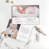 ミニマルモダンリストガールベビーガール誕生 案内状