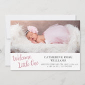 ミニマルモダンリストガールベビーガール誕生 案内状 (正面)