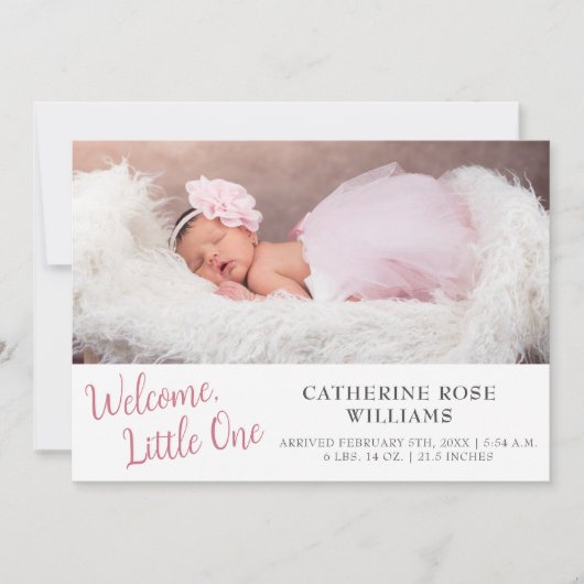 ミニマルモダンリストガールベビーガール誕生 案内状 (正面)