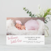 ミニマルモダンリストガールベビーガール誕生 案内状 (スタンド正面)