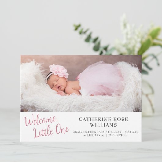 ミニマルモダンリストガールベビーガール誕生 案内状 (スタンド正面)