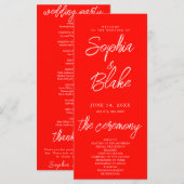 ミニマルモダンリストキャンディーアップルレッド結婚式 プログラム (正面/裏面)