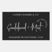 ミニマルモダンリストキャンドルパッケージスクリプトフォント 長方形シール (正面)