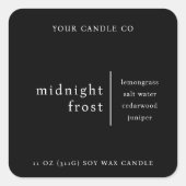 ミニマルモダンリストキャンドル包装ラベルブラック スクエアシール (正面)