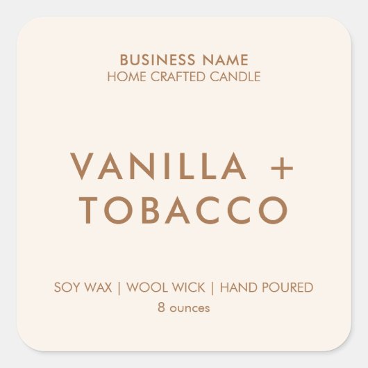 ミニマルモダンリストキャンドル製品ラベル スクエアシール (正面)