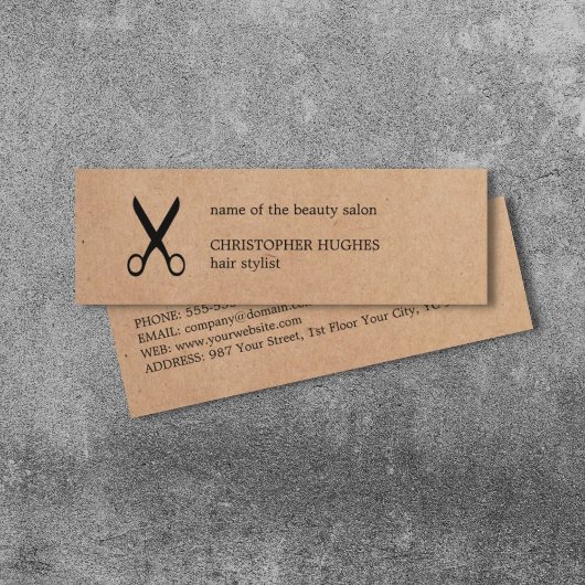ミニマルモダンリストクラフト紙ブラック美容師 スキニー名刺