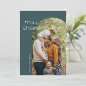 ミニマルモダンリストクリスマスアーチフォトカード シーズンカード (スタンド正面)