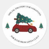 ミニマルモダンリストクリスマスカーホリデーファミリー ラウンドシール (正面)