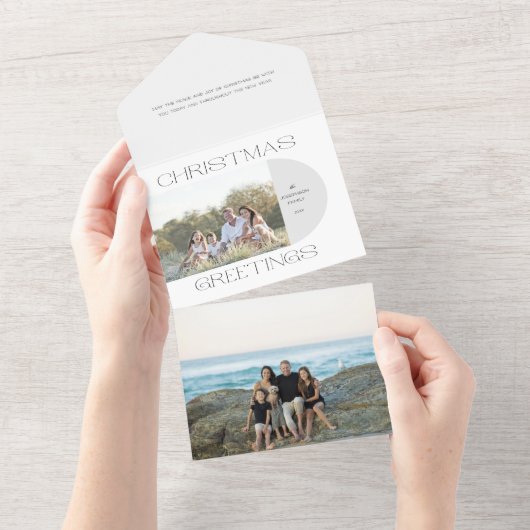 ミニマルモダンリストクリスマスグリーティングアーチフォト オールインワン招待状 (貼ってはがせる)