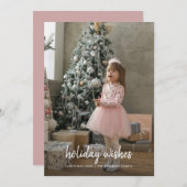 ミニマルモダンリストクリスマススクリプトファミリーホリデー シーズンカード (正面/裏面)