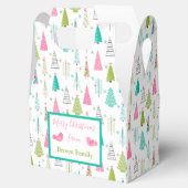 ミニマルモダンリストクリスマスツリーパターンピンクティール(緑がかった色) フェイバーボックス (オープン)