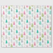 ミニマルモダンリストクリスマスツリーパターンピンクティール(緑がかった色) ラッピングペーパー (フラット)