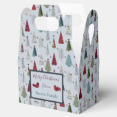 ミニマルモダンリストクリスマスツリーパターンブルーレッド フェイバーボックス (オープン)