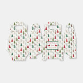 ミニマルモダンリストクリスマスツリーパターンレッドグリーン フェイバーボックス (折り畳みなし)