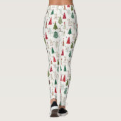 ミニマルモダンリストクリスマスツリーパターンレッドグリーン レギンス (裏面)