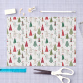 ミニマルモダンリストクリスマスツリーパターンレッドグリーン 薄葉紙 (クラフト)