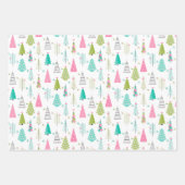 ミニマルモダンリストクリスマスツリーピンクティール(緑がかった色) ラッピングペーパーシート (正面3)