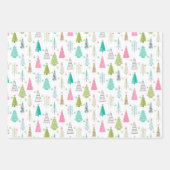 ミニマルモダンリストクリスマスツリーピンクティール(緑がかった色) ラッピングペーパーシート (正面2)