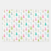 ミニマルモダンリストクリスマスツリーピンクティール(緑がかった色) ラッピングペーパーシート (正面)