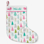 ミニマルモダンリストクリスマスツリーピンク スモールクリスマスストッキング (正面)