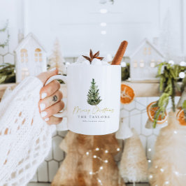 ミニマルモダンリストクリスマスツリーメリークリスマス コーヒーマグカップ