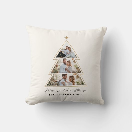 ミニマルモダンリストクリスマスツリー写真コラージュ クッション (正面)