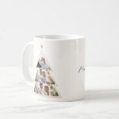 ミニマルモダンリストクリスマスツリー写真コラージュ コーヒーマグカップ (正面左)